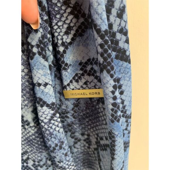 Michael Kors Women's Blue Snake Print Tie Waist Dress Size M - Picture 5 of 9